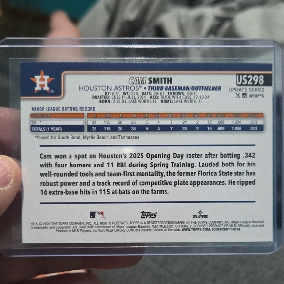 Topps Astros Trading Card - Orange and White - Picture 2 of 3